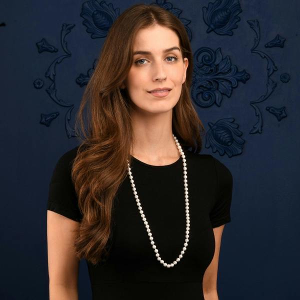 Zavana 34-inch Long Stylish Pearl Necklace for Women with White Shell Pearls