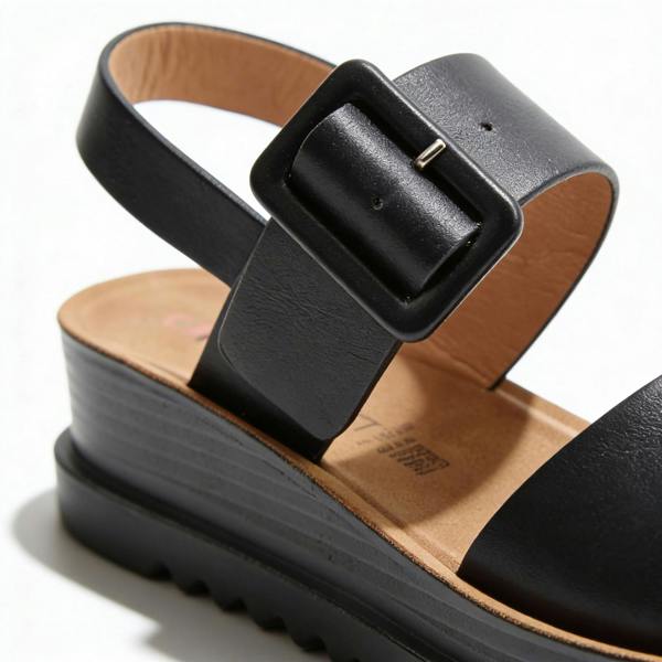 Heavenly Feet PISTACHIO Ankle Strap Sandals   in  Black