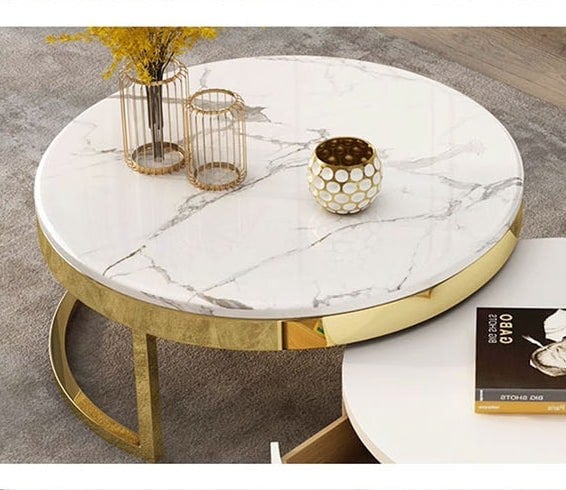 Regalia Coffee Table Set, White & Gold-Weilai Concept-Weilai Concept