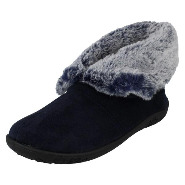 Padders Ladies Padders Faux Fur Cuffed Slippers Esme
