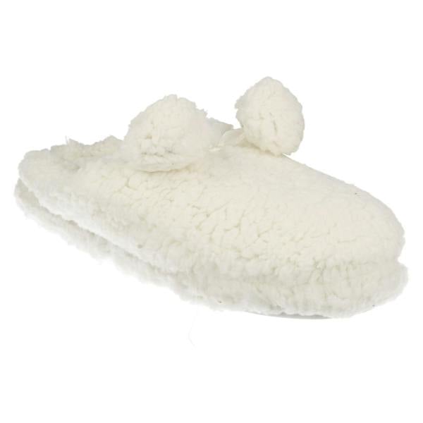 Eaze Ladies Eaze Fluffy Pom Pom Front Slippers