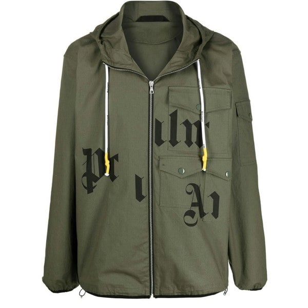 Palm Angels Broken Gothic Logo Jacket - Green