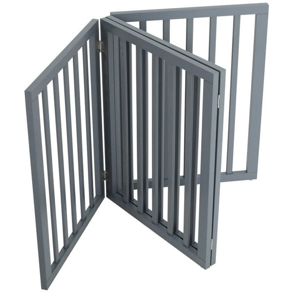 Living Room Safety Fence Wooden Folding 4-Panel Pet Gate Pet Supplies Living and Home