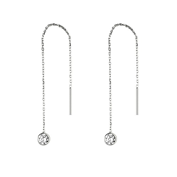 Spero London Sterling Silver Chain Solitaire Earrings