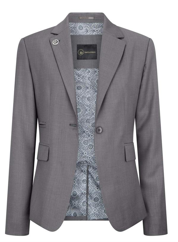 TruClothing Women's 3 Piece Tailored Fit Plain Grey Formal Office Suit