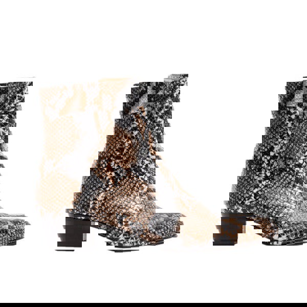 Club Cubano EMMANUEL Mens Snakeprint Leather Cuban Heel Boots Hielo