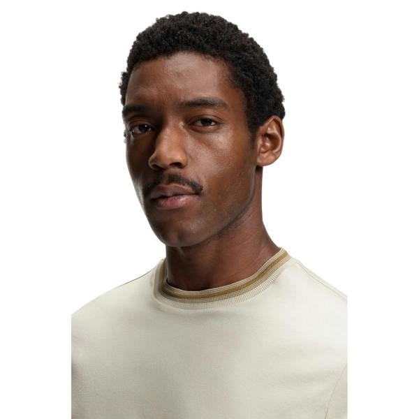 Boss Mens Contrast Tipped Slim T-Shirt - White - 