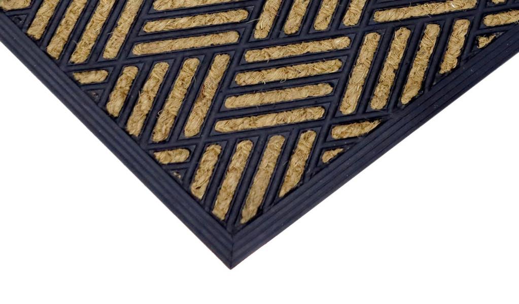 A.Unique Home 8mm Coir Doormat Non-Slip PVC Back - Grids 40x80cm