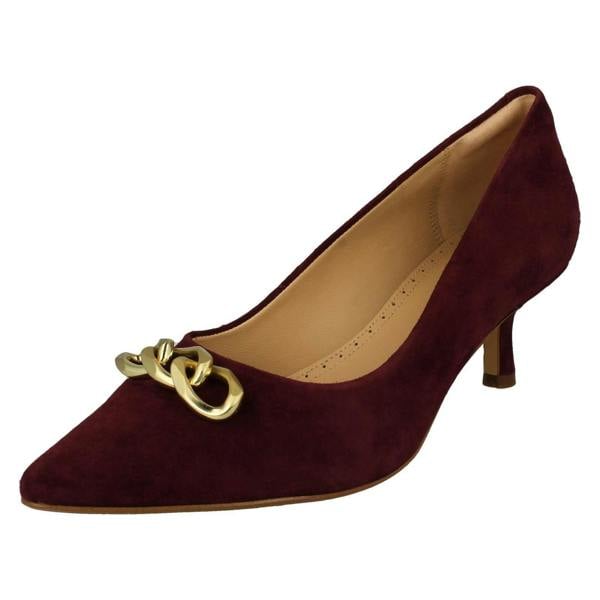 Clarks Ladies Clarks Chain Detailed Kitten Heeled Shoes Violet55 Trim