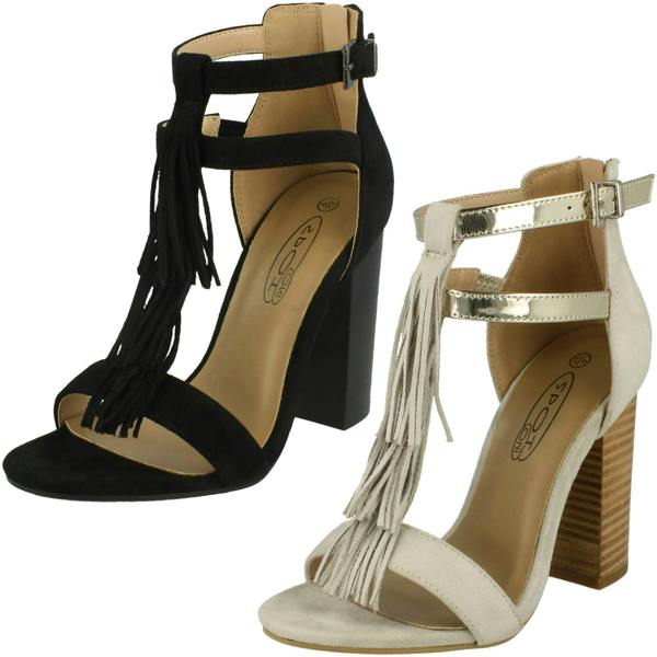 Spot On Ladies Spot On Heeled Tassel Sandal