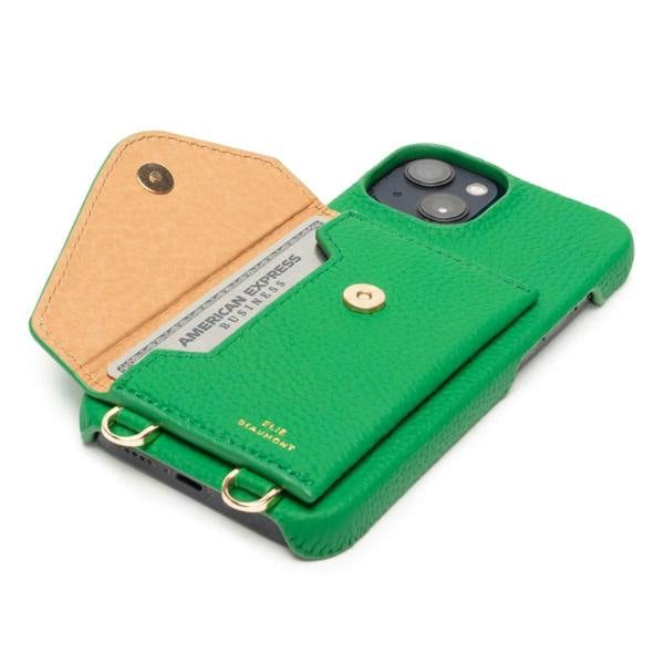 Elie Beaumont Genuine Leather iPhone Case - Jade - Distressed Multi Lanyard
