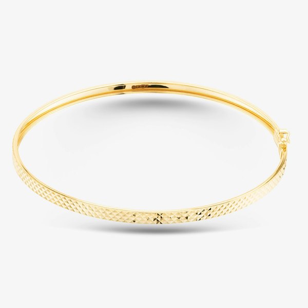 T. H. Baker 9ct Yellow Gold 9ct Diamond Cut Flat Tube Bangle 1.32.0862
