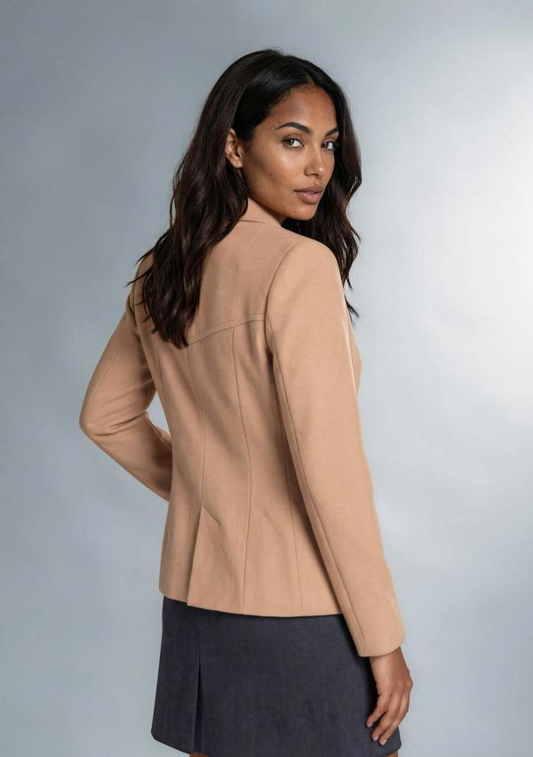 Myles Anthony Almond Reefer Style Wool & Cashmere Jacket