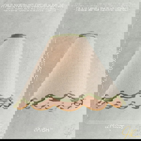 Scallop Edge Natural Textured Linen Coolie Lamp Shade with Olive Trims Image 6