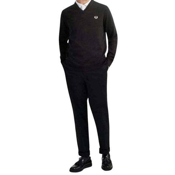 Fred Perry Classic V-Neck Black Jumper XS