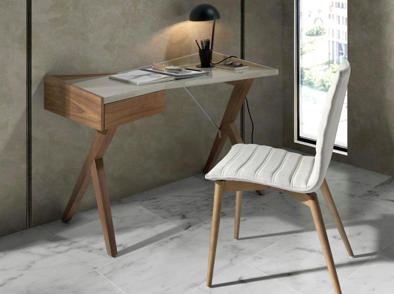 Angel Cerdá Walnut Desk With Grey Wooden Top 3018