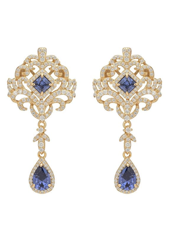 Latelita Claridge Drop Earrings Tanzanite Gold
