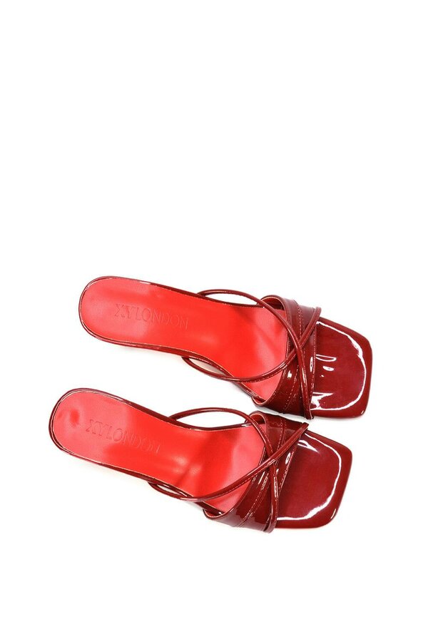XY LONDON Mid Heeled Sandal Slip On Mules With Square Toe