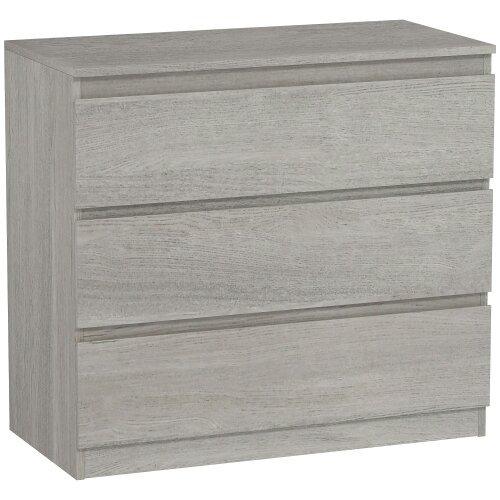 Wyld Haus Serene Wooden Grey Wood Effect 3 Drawer Storage Chest