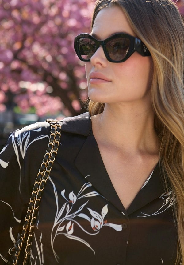 Lillibet Large Floral Print Shirt In black- image 5
