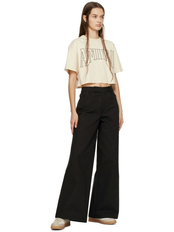 AMIRI WOMENS SUN CROPPED TEE ALABASTER