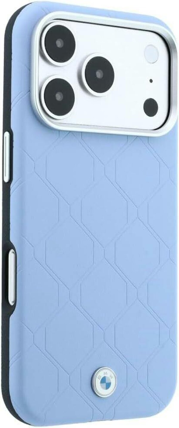 BMW Sign Deboss Quilted Metal Logo Case with MagSafe for iPhone 17/18 Pro 6.3" Blue - BMHMP18L26SWOSPB
