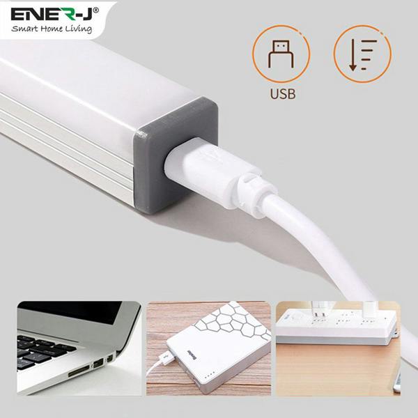 ENER-J Pack of 2 Rechargeable Motion Sensor Cabinet Lights, 10 LED with 2 Switch Modes, USB Charging, for Kitchen Wardrobe Closet