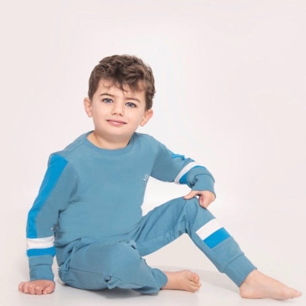 Boys Blue Jersey Lounge Set in Organic Cotton