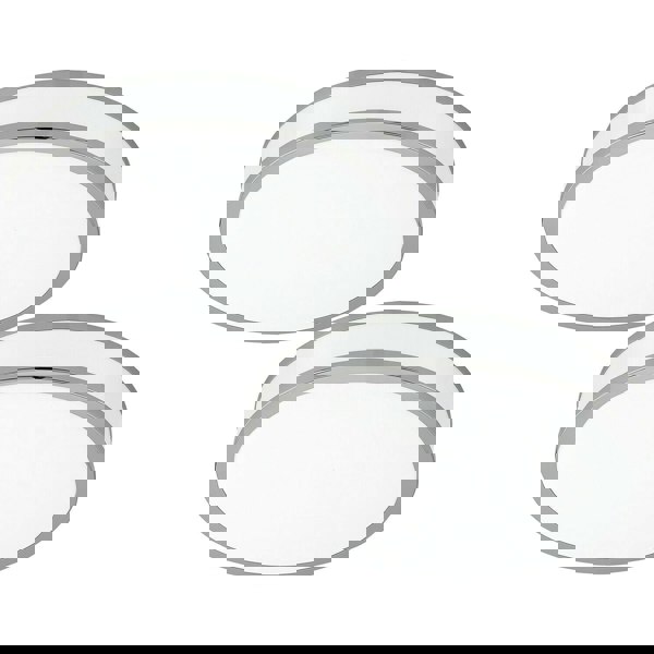2 PACK Wall Flush Ceiling Light Colour White Shade White Chrome Plastic LED 24W Loops