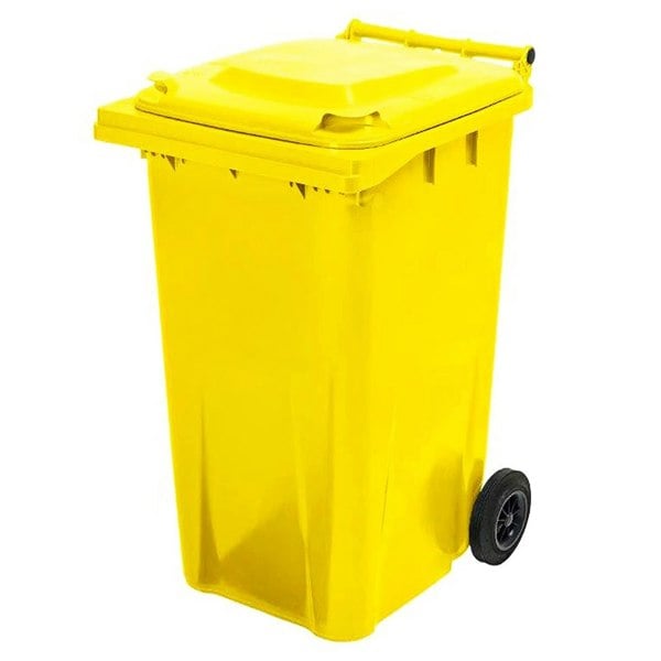 240L Standard Sized Outdoor Recycling Wheelie Bin With Rubber Wheels & Lid