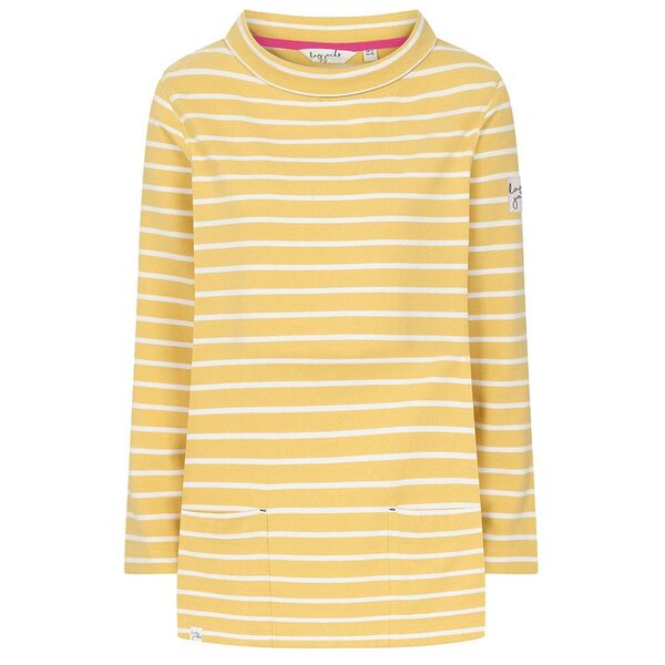 Lazy Jacks LJ94S - Ladies Striped Roll Neck Sweatshirt - Lemon