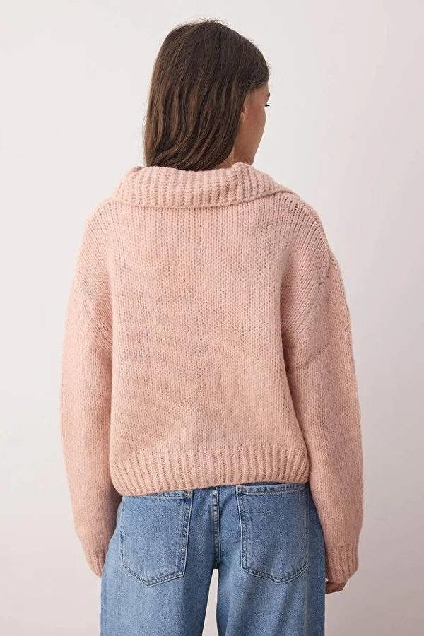 WOVCOR Oversize Crop Knit Cardigan