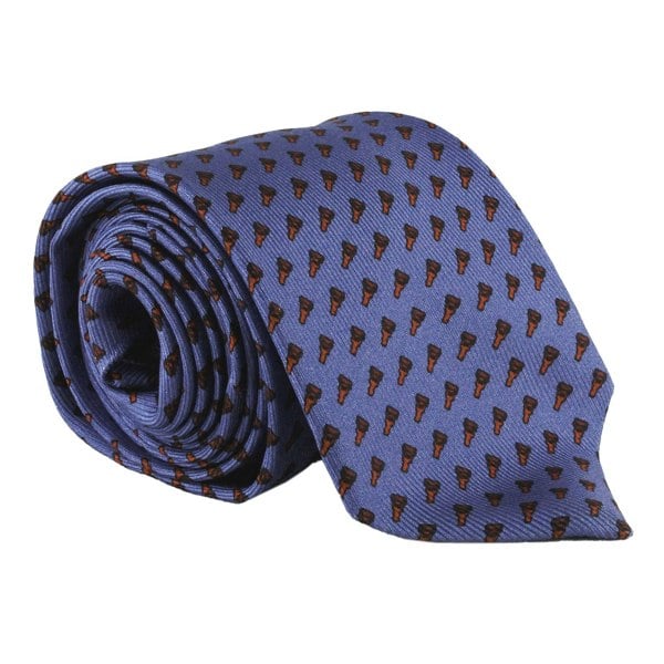 Dunhill luxurious mulberry silk tie in an attache lock repeat pattern
