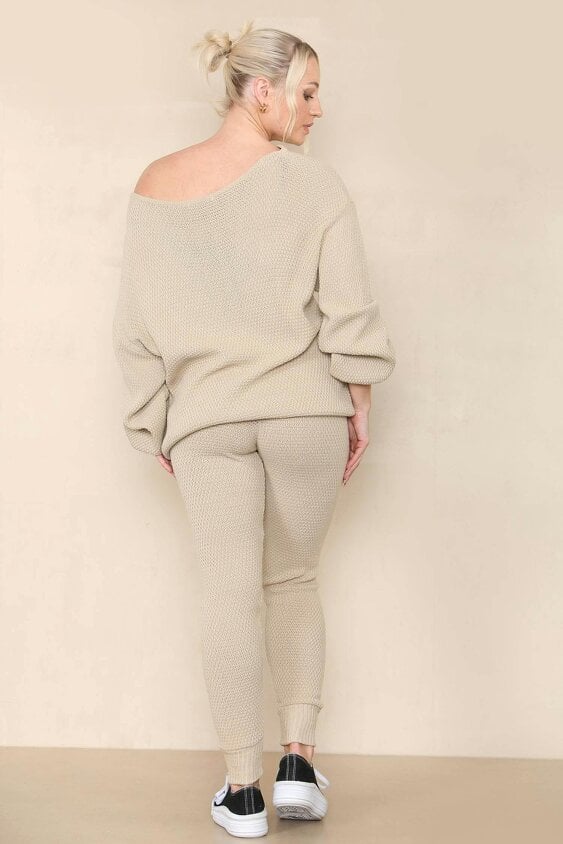 Elaina Fashion Women Ecru Winter Warm Knitted Co-Ord set