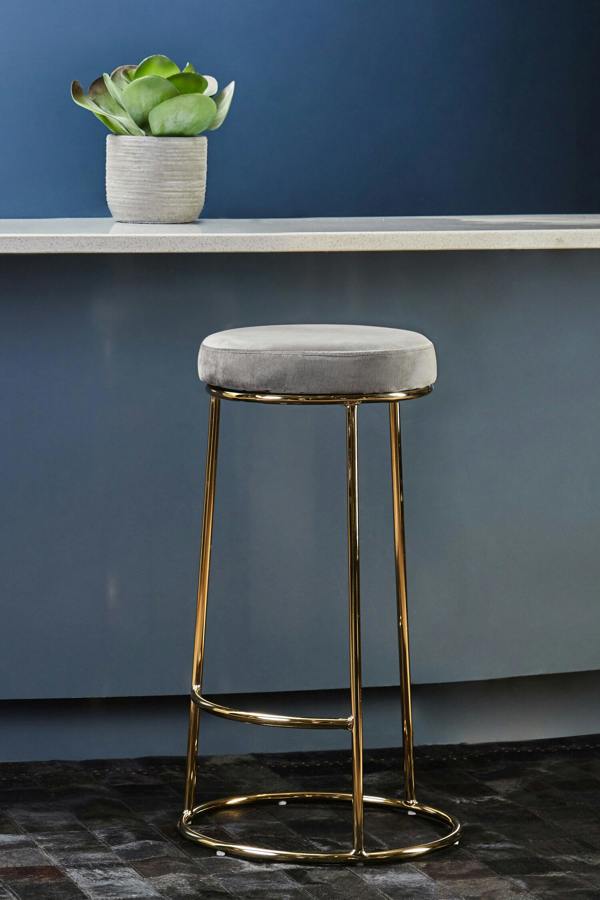 Interiors by Premier Manhattan Grey Velvet Tall Bar Stool