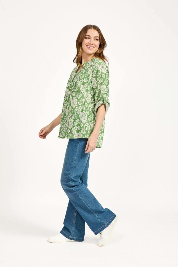 Mudflower Leaf Print Cotton Shirt