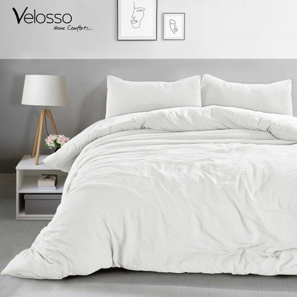 Velosso Modern Bedroom Calming Decor Duvet Cover & Pillowcase Set with Microfibre Finish and Button Enclosure