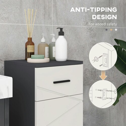 Wyld Haus Gazzeta Slim Grey Bathroom Storage Cabinet With Drawer Cupboard Adjustable Shelves And Soft Close Door