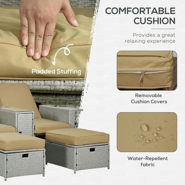 Beige outdoor cushion with removable cover and water-repellent fabric