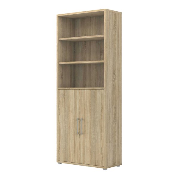 Wyld Haus Dris Natural Oak Wood Effect Bookcase 4 Shelves 2 Doors