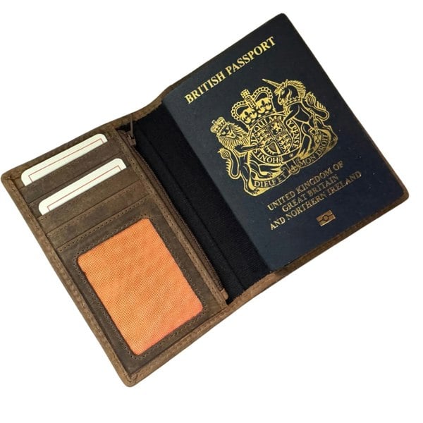 Mala Leather Canvas & Hunter Leather RFID Passport Cover