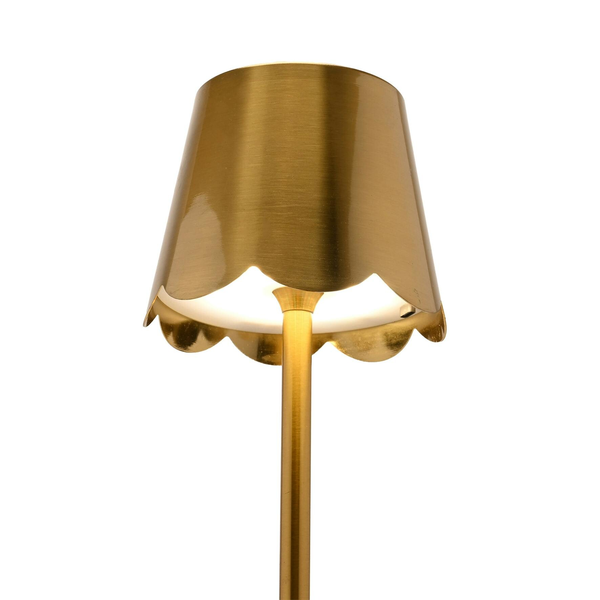 Hestia Scallioped Edge Brass LED Rechargeable Touch Lamp