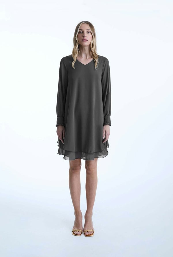 James Lakeland Long Sleeve Charcoal Wave Hem Dress