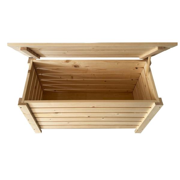 Core Products Wide Slatted Storage Box with Lid, Pre-Sanded Pine