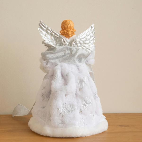 Samuel Alexander 30cm Traditional Christmas Angel Tree Topper Decoration in Silver