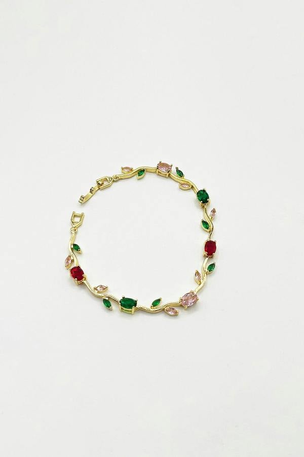 SVNX Floral Crystal Gold Bracelet