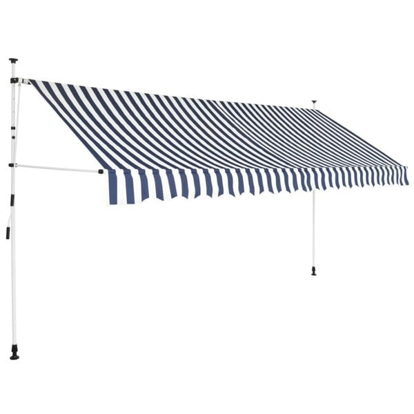 Berkfield Manual Retractable Awning 350 cm Blue and White Stripes