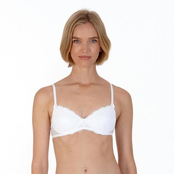 Front view of Perfectly You bra in white, designed for small bust comfort