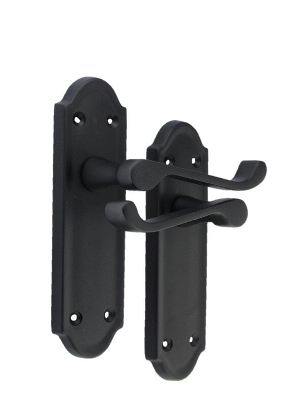 EDH Door Hardware Matt Black Internal Door Handles Ashford Style Lever Latch Handles and Latch