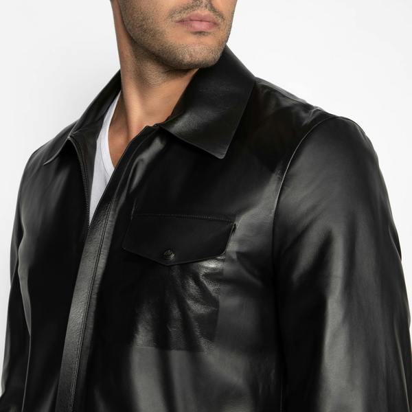 The Jet Black Leather Jacket - Premium Men's Patterned Shirt by Claudio Lugli | Bold Design, Tailored Fit, Best Printed Shirts